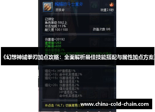 《幻想神域拳刃加点攻略：全面解析最佳技能搭配与属性加点方案》